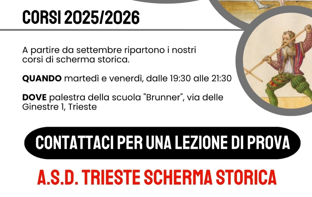 Avvio dei corsi di scherma storica anno 2025/2026
