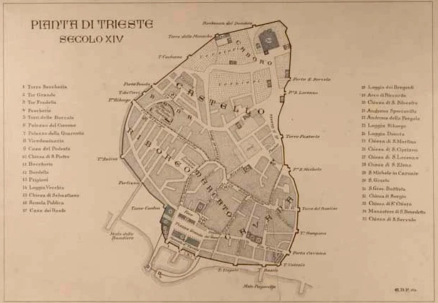 Trieste: cinta muraria nel Medioevo. Quello che vedevano gli occhi del Mastro Galiani.