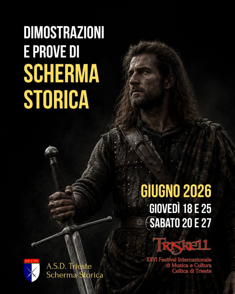 Volantino. Duelli e prove. Trieste Scherma Storica. Triskell